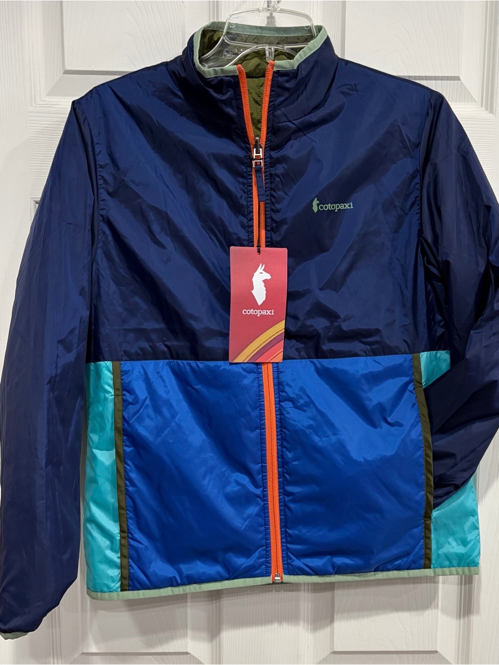 Cotopaxi Kid's Large Teca Cálido Jacket Blue Green  NWT Reflective Reversible